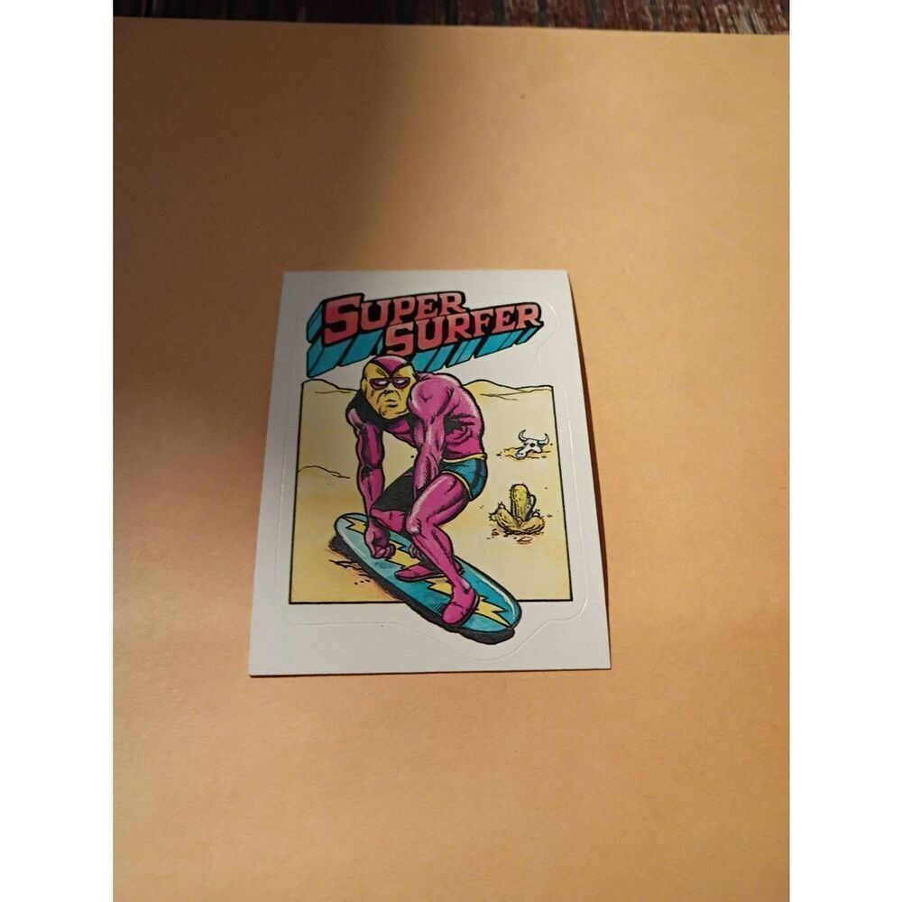 1983 General Mills Zero Heroe Trading Card Sticker Card Vintage #32 Super Surfer